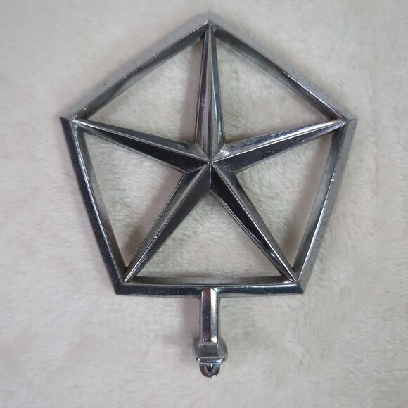 Chrysler Dodge Plymouth Pentastar Hood Ornament Emblem 3.5" x 3" Vintage Chrome - Picture 1 of 6